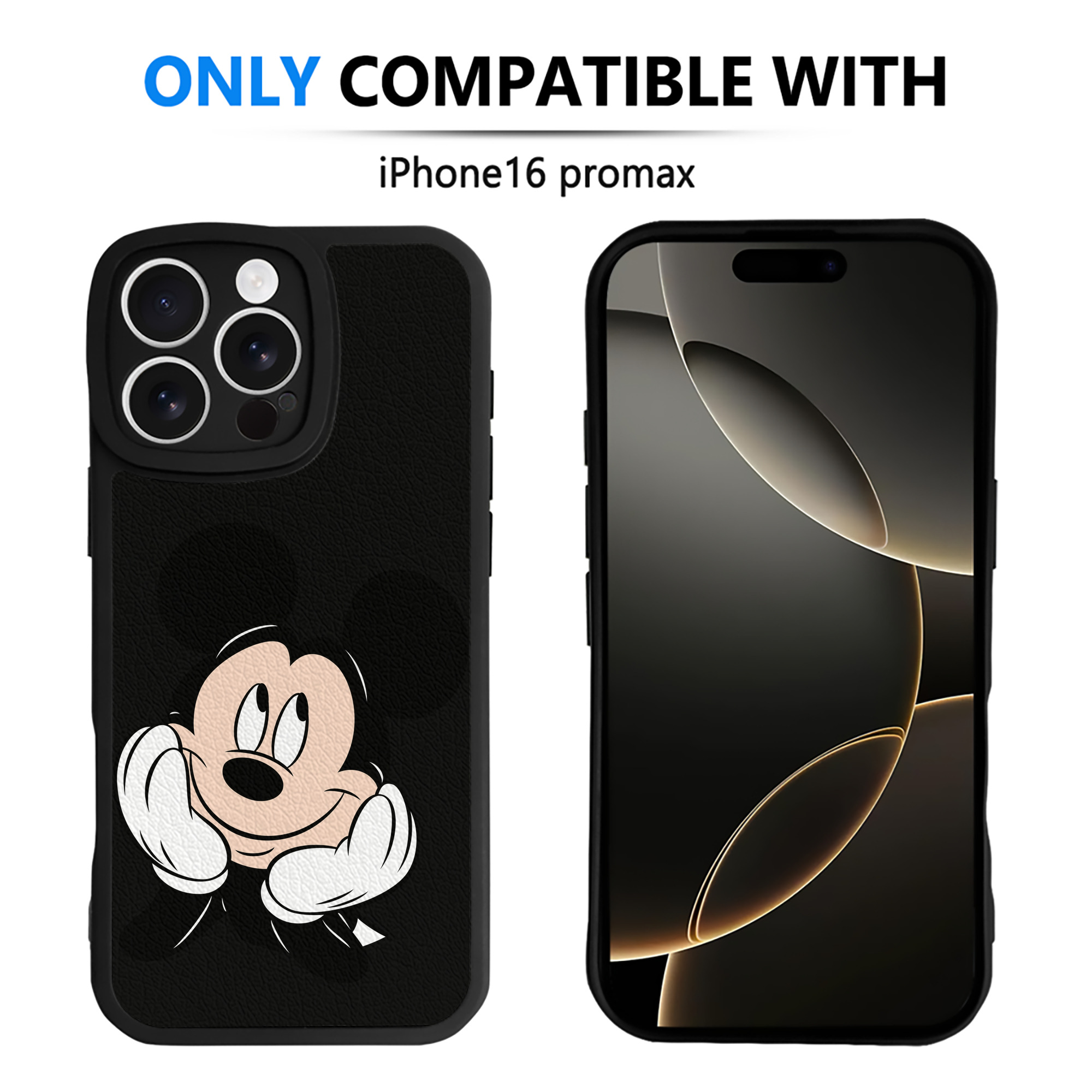 （画像用） ミッキーマウス Mickey Mouse 【iPhone 16シリーズ対応】シリコンスマホケース（レザー調） 材質：シリコン